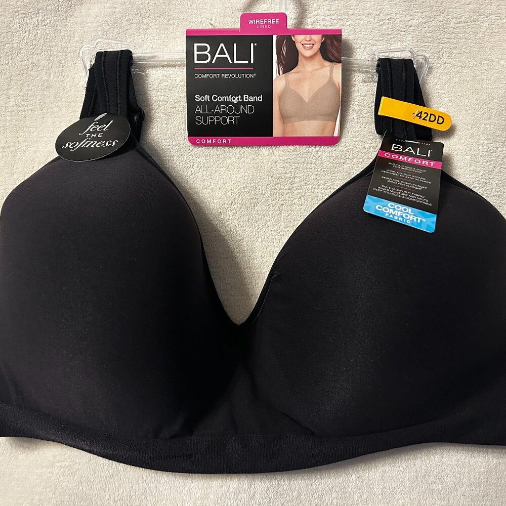 Bali Comfort Black Wirefree Lined Bra Size 42DD